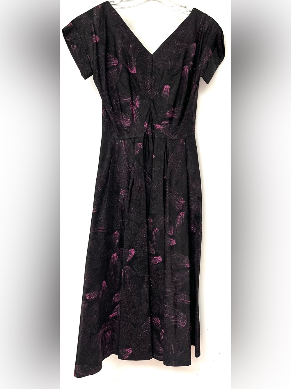 Vintage Midcentury Black & Pink Taffeta Fit & Flare Dress